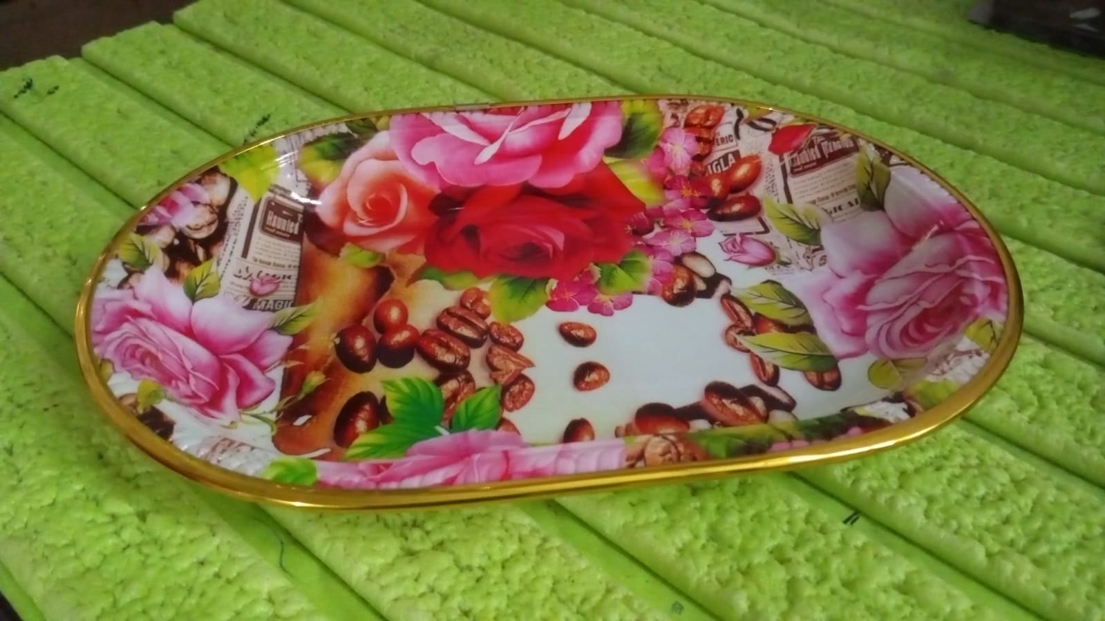 Small Plastic Flower Printed Design Serving Tray (1 Pc / 27 x 18 CM / Mix Color) Small Plastic Flower Printed Design Serving Tray (1 Pc / 27 x 18 CM / Mix Color)